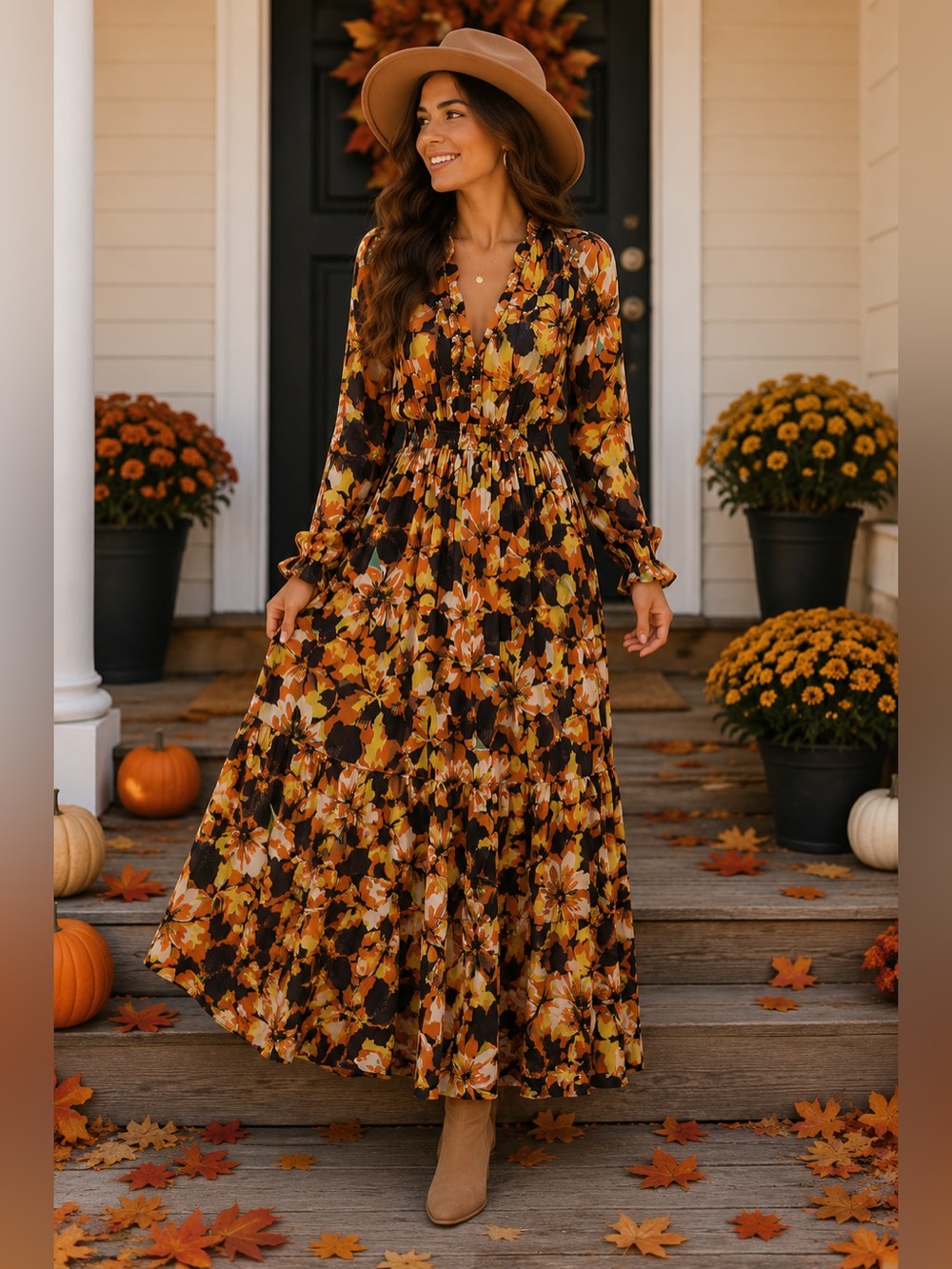 🍂 Taj by Sabrina Crippa Floral Maxi Dress | Size Small
